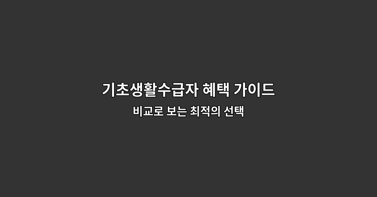 기초생활수급자 혜택 가이드 — 비교로 보는 최적의 선택